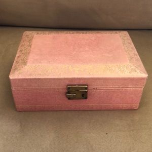 Vintage pink and gold jewelry box